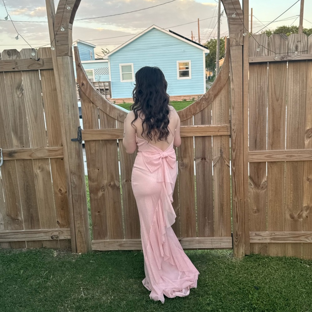 Windsor Sparkling pink Blush Gown with bow/prom dress